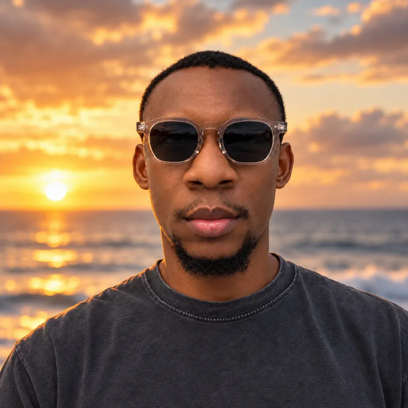 j BOLD against a sunset sky